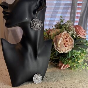 Silver Circular Dangle Earrings